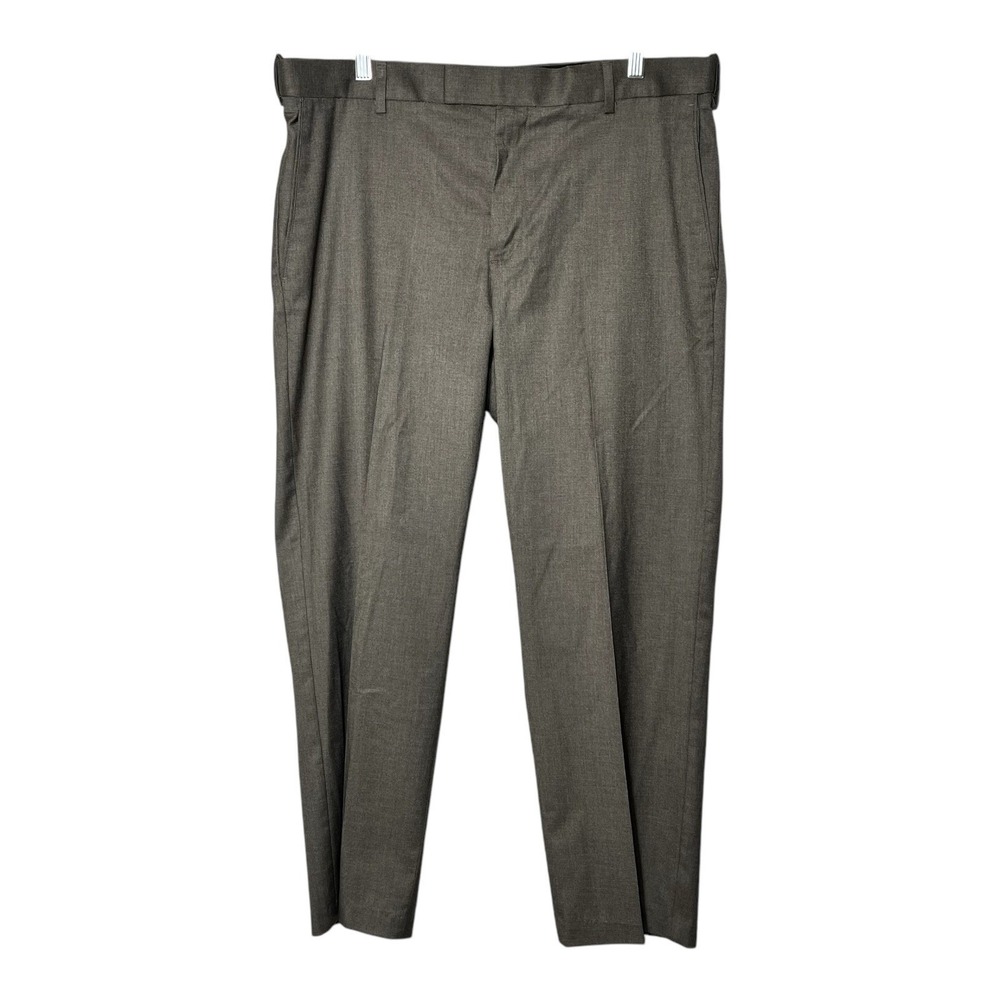 Savane Mens Brown Heather Dress Pants Flat Front Straight Leg 36x30 SU32730